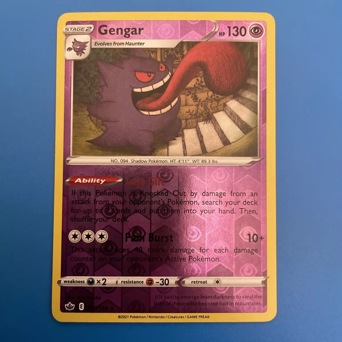 Gengar 057/198 Holo Rare Sword & Shield - Chilling Reign Pokemon 2021