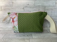 Knitting project Bag Zipper Crochet Storage Flower Polka Dot Print Size Medium