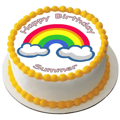 REGENBOGENWOLKE 7,5'' PREMIUM BUNTE GLASUR BLATT AUFLAGE INDIVIDUELLER TEXT D1