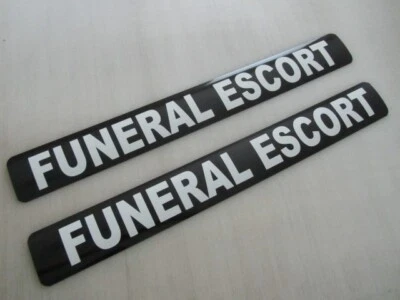 SUPERSIGNS Black & White FUNERAL ESCORT Magnetic Signs 3"x24" 1 Pair 4 Car Truck SUV