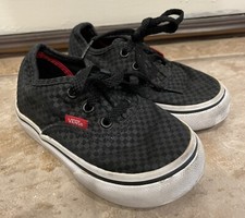 Vans Classic Lace Up Canvas Sneakers Checkered Gray Black Toddler Size 6