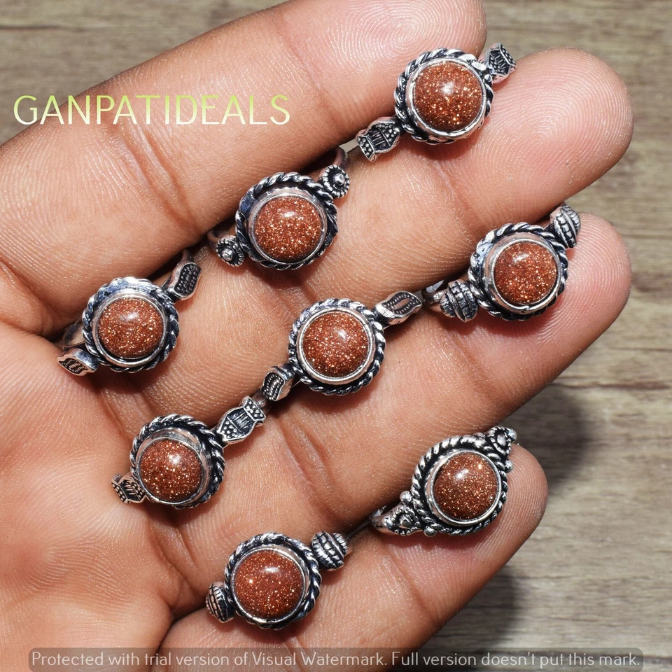 ¡VENTA A GRANEL! Lote al por mayor de anillos de piedras preciosas de oro enchapados en plata 925 Foto 3 de 4