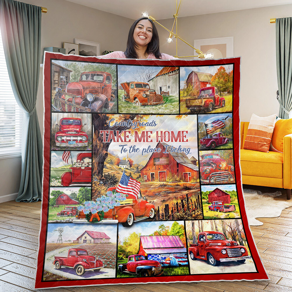 Red Truck Quilt, Country Roads Take Me Home Quilt Blanket eBay
