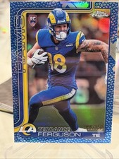 2025 Topps Chrome NFL Blue Leather Terrance Ferguson /150 SP Rookie Card RC. rookie card picture