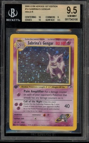 Pokemon Sabrina's Gengar Gym Heroes 1st Edition Holo Rare #14 BGS 9.5