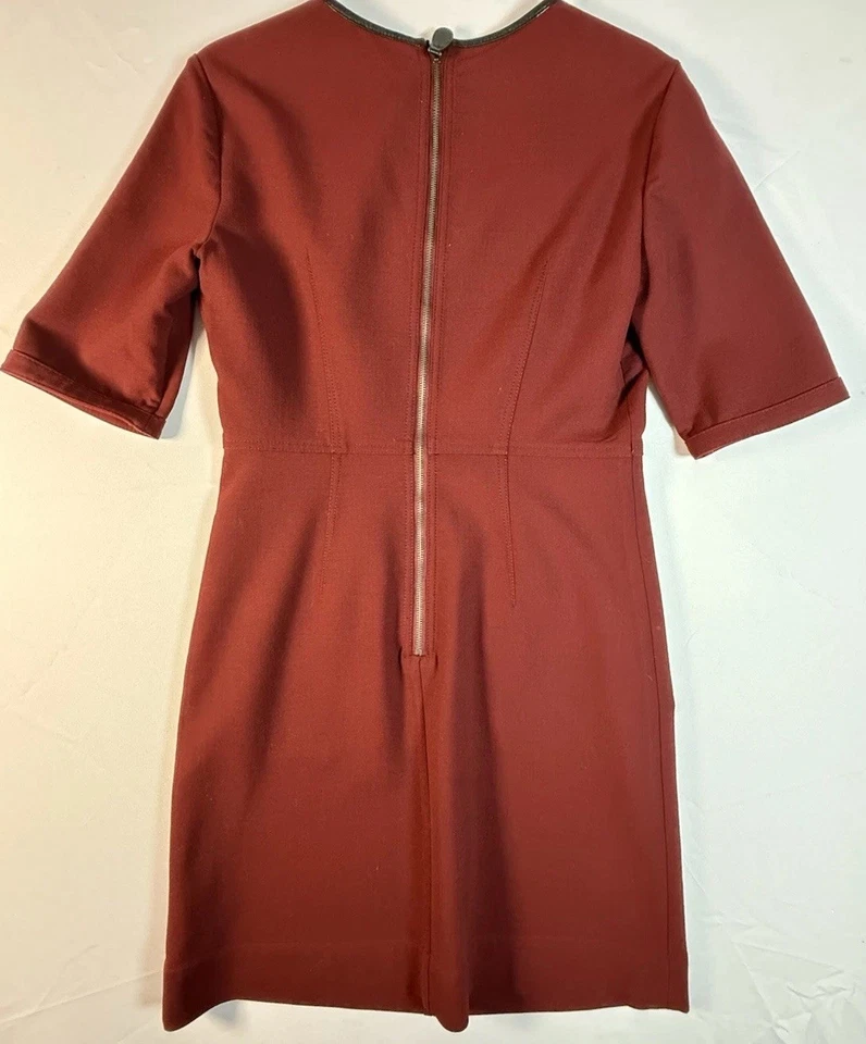 Burberry Brit WOMEN Cranberry Wool Dress Lambskin Trim US Sz 6, EUC - Image 3 of 4