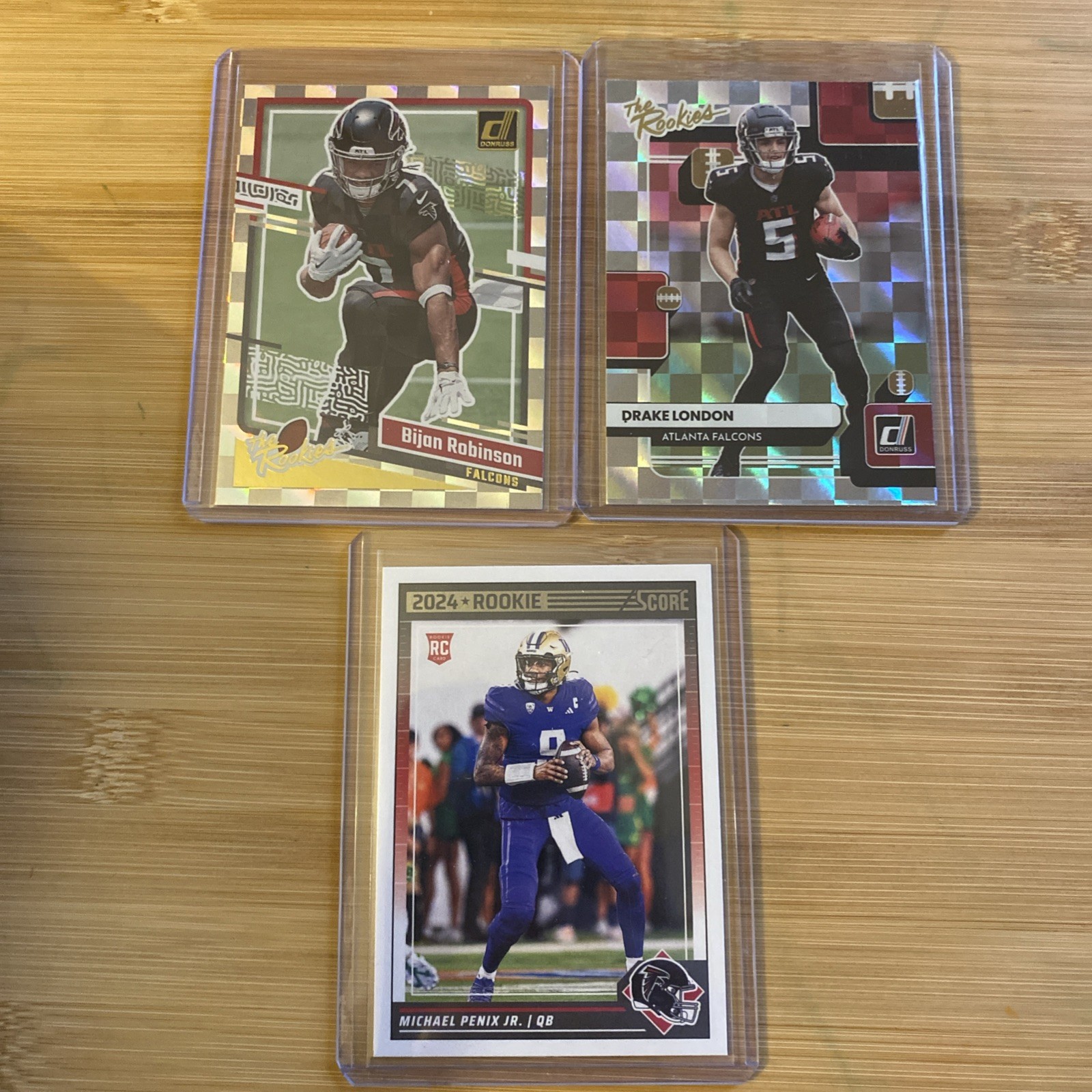 2023 Donruss - The Rookies Bijan Robinson #4 Drake London #7 Michael Penix RC