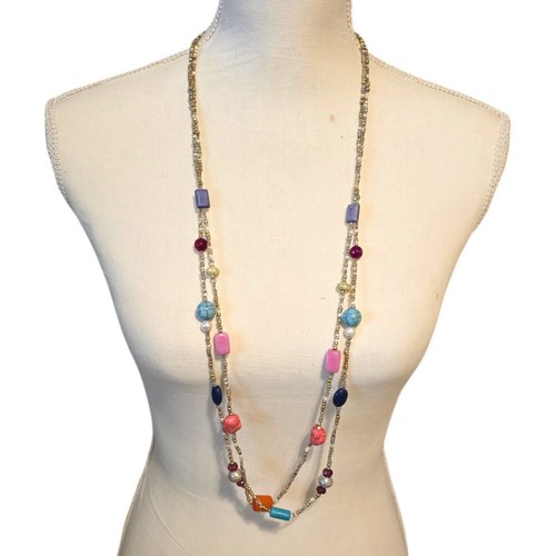 Chicos Necklace Chico’s Multicolor Beads Various Shapes Bohemian Style 36"