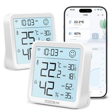2Pack Indoor Hygrometer Thermometer, Bluetooth WiFi Humidity Temperature Gaug...