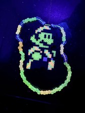 NEW Glow In Dark UV Reactive Custom Perler Necklace EDM Fest Rave Mario Kandi