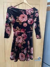 New Look Velvet Skater Dress Size 10 Bnwt New