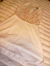 Lulus White Lace V-Neck Sleeveless Short Fit & Flare Dress Lined Zip Womens L