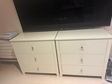 White 3 Drawer Chest of Drawers Set of 2, Knob Handles, 80x41x82cm