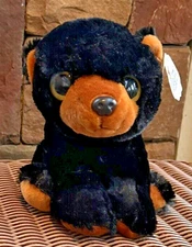 Wishpets Black Plush Bear ROMMY BIG EYES 9" Sitting Brown Pads Muzzle Ears NEW