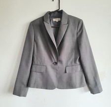 Evan-Picone Women's Gray Blazer Size 12 1-Button Business Casual Jacket