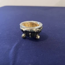 Vintage Or Antique Silver Plated Open Salt Cellar With Glass Insert
