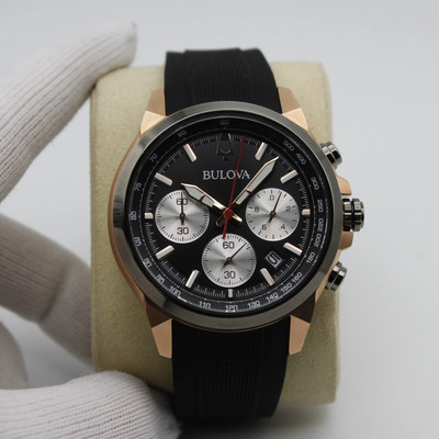 Bulova Classic 45mm Gold-Tone Steel Black Dial Quartz Watch 98B397