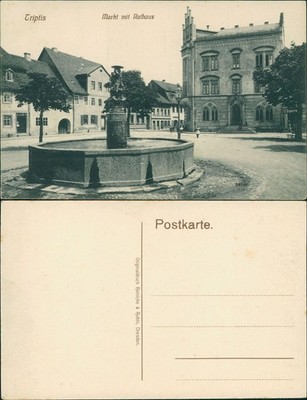 Postcard Triptis Market with Town Hall 1912