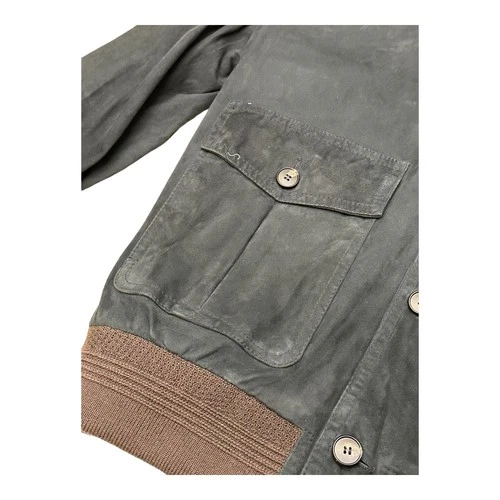 G. Inglese Italian Suede Jacket - Handmade Sartorial Bomber - Blue - Size 54 image 6