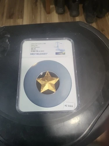 2024 COOK ISLANDS $5 SILVER 1OZ STARRY SKY GILT ORNAMENT NGC MS70 FIRST RELEASES