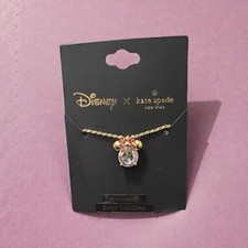 Kate Spade Disney Minnie Mouse Cubic Zirconia Necklace Gold Tone Kids NWT