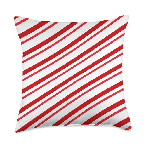 Classic Red and White Christmas Candy Cane Throw Pillow