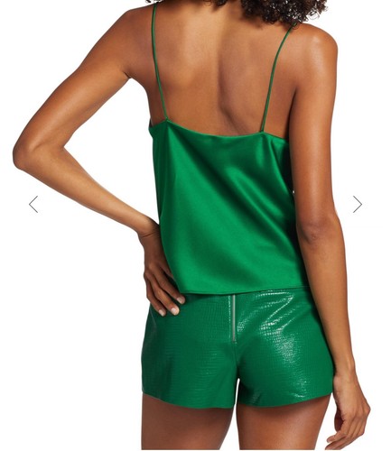 Alice + Olivia Harmon Drapey Slip Tank in Deep Sage - Picture 4 of 12