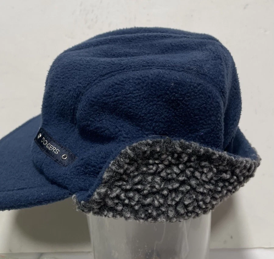 Dockers Winter Fleece Hat with Visor and Ear Flap Blue / Charcoal