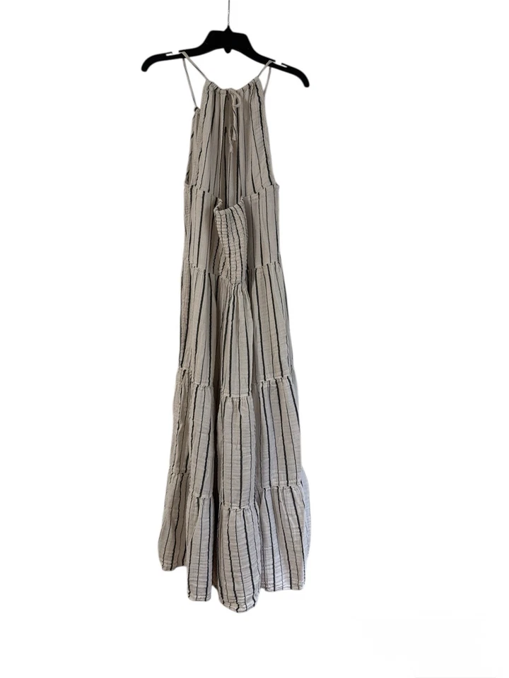 Maxi Vestido para Mujer Old Navy Midi con Volantes en Niveles Gauzy Rayas Talla L Foto 4 de 4