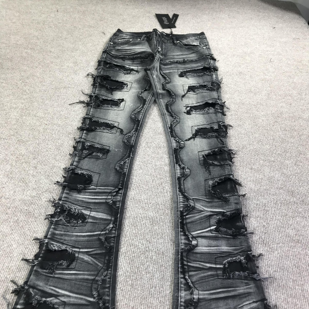 Guapi Jeans Mens 32 Distressed Ripped Patchwork Moto