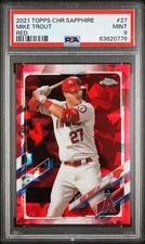 2021 TOPPS CHROME SAPPHIRE 27 MIKE TROUT RED REFRACTOR /5 PSA 9
