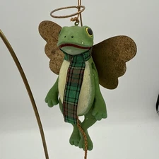 VTG Russ Berrie & Co. Angel Frog with Halo and Wings Christmas Ornament Pull Toy