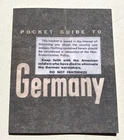 United States Army Pocket Guide to Germany, 1944 World War 2 / U.S Gov Printing