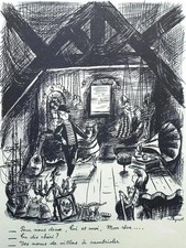 Raymond PEYNET: The Burglar, Humorous Engraving Signed, 1943