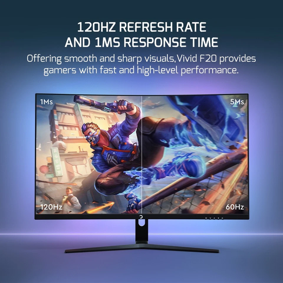 27 zoll Curved Monitor FullHD 120hz 1ms HDMI VGA mit Lautsprecher GAMEPOWER F20 - Bild 4 von 4