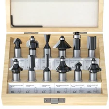 FivePears Tungsten Carbide Router Bits - 12 Piece Router Bit Set with 1/2-Inc...