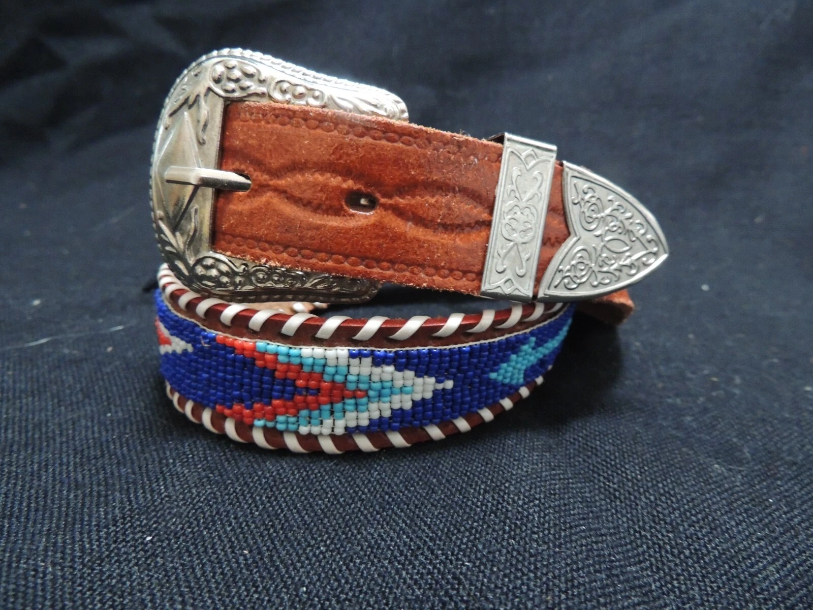 s-l1600 Vtg American Indian Style Iconic Beaded Belt Sz 25 29 Multicolor 1 1 4 wide Mint
