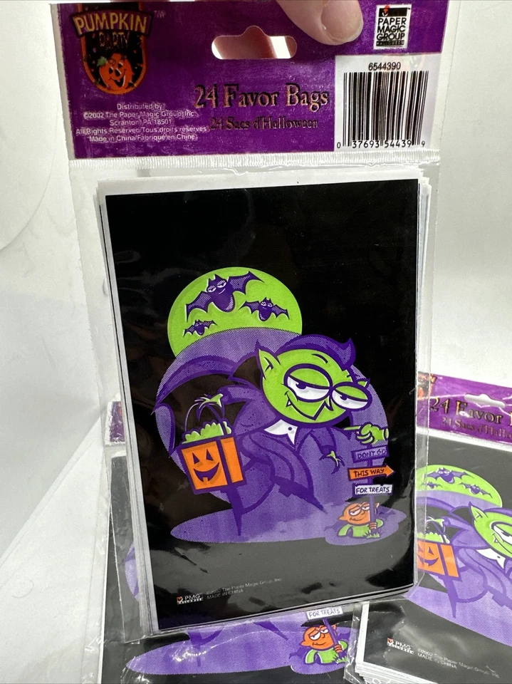 Lote de 4 bolsas de plástico para golosinas de Halloween para vampiros y casas 24 quilates papel mágico Foto 4 de 4