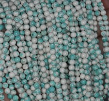4MM TURQUOISE HOWLITE GEMSTONE ROUND LOOSE BEADS 16"