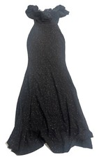Windsor Women’s Black Glitter Off The Shoulder Ruffle Top Dress XS