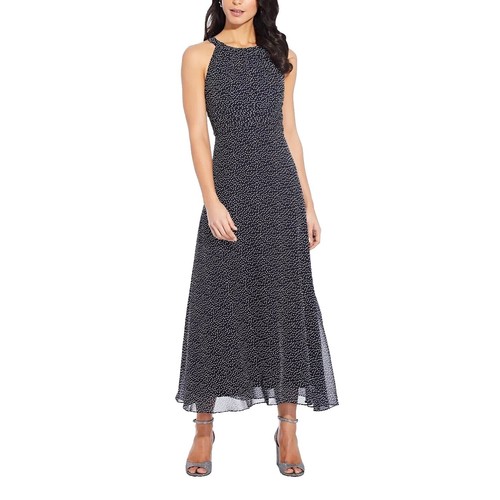 Express black gold dot texture sleeveless flare party cocktail dress  women's 8 | eBay