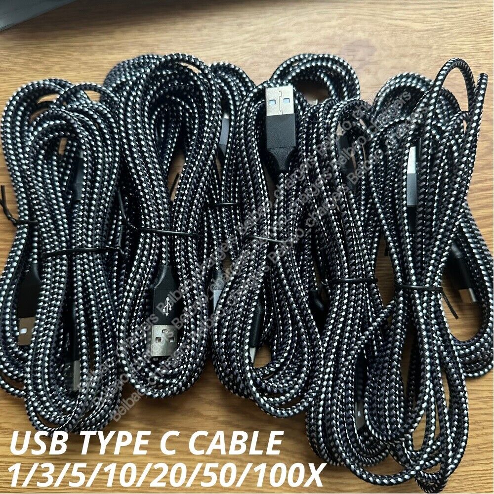 Bulk Lot 10ft USB Type C Fast Charger Cable Charging Cord For Samsung iPhone 15