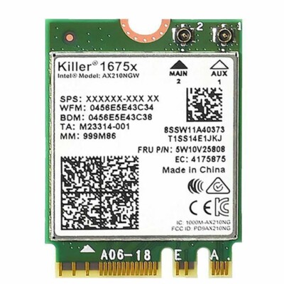 Killer Wi-Fi 6E AX1675x 1675x Tri Band AX210 M.2 2230 Bluetooth 5.2 WiFi Card
