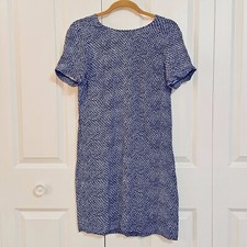 MICHAEL Michael Kors Blue White Print Short Sleeve Crew Neck Shift Dress Size XS