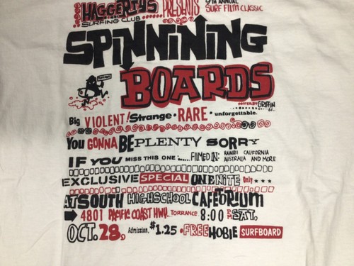 Vtg 1970's 80's SPINNG BOARDS Bud Browne Surf Film Poster GRIFFIN Art T-Shirt - Picture 2 of 7