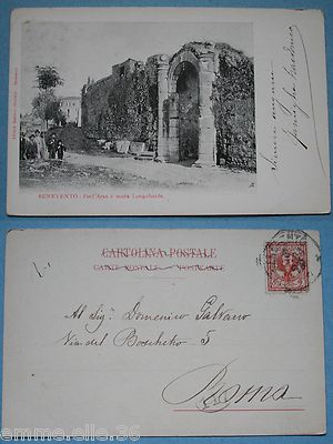 BENEVENTO POSTCARD PORT'ARSA AND LOMBARD WALLS - CAMPANIA - TRAVELLED 1904