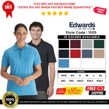 Edwards Garments 1505 Men's Blended Pique Short Sleeve Left Chest Pocket Polo