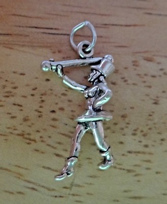 Sterling Silver 3D 22x13mm 1.9g Band Drill Team Drum Majorette Charm