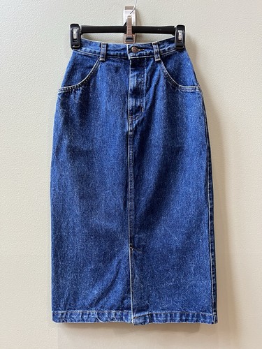 Gap Work Force Vintage Midi Denim Pencil Jean Skirt Blue Front Slit - Size 3/4 - Picture 15 of 17