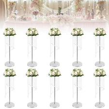 10 Pcs Flower Vases/Set Freestanding 70cm for Wedding Aisle Decor New USA